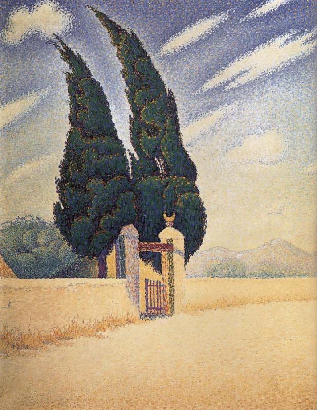 Paul Signac Two Cypress oil painting picture